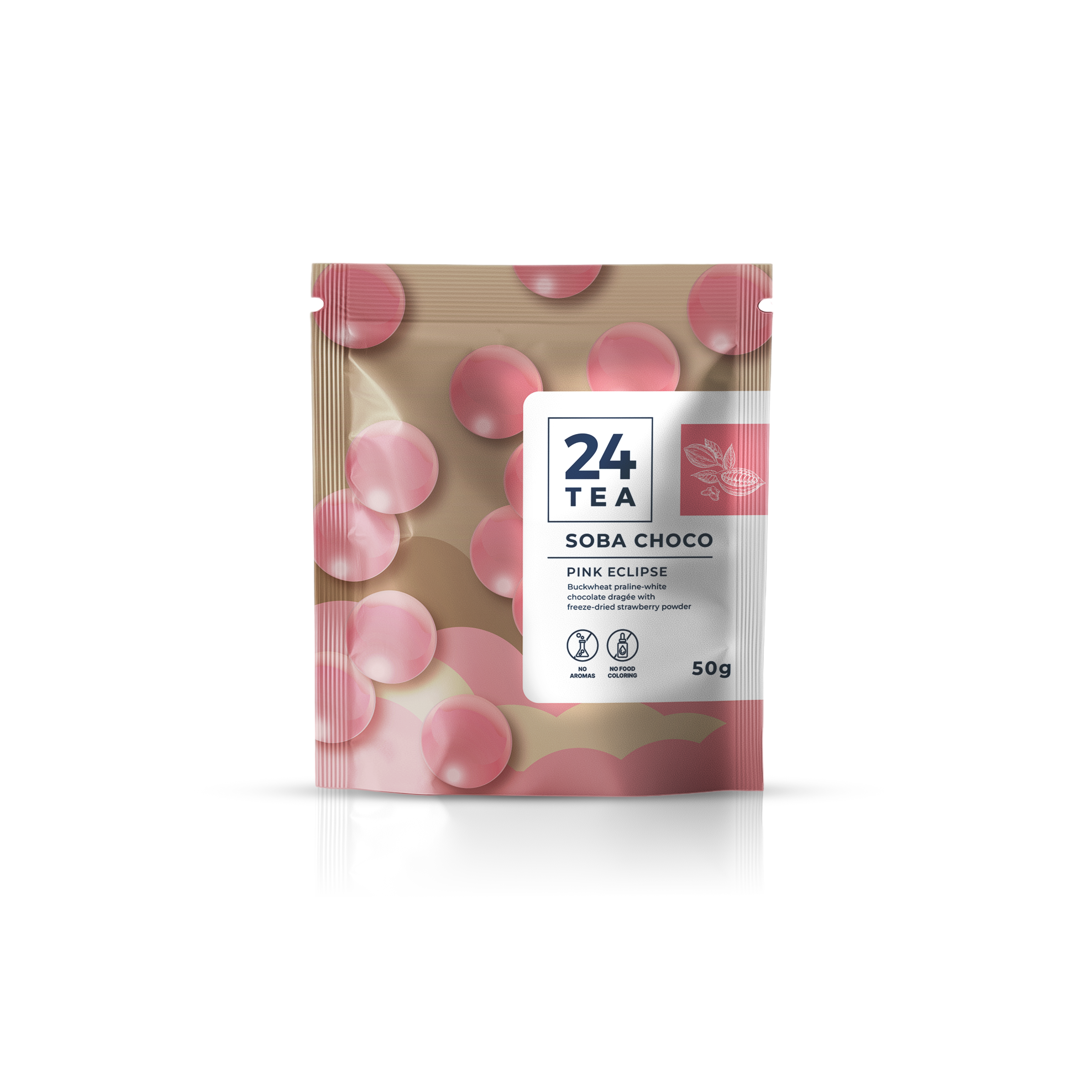 24tea jahodová biela čokoláda dražé pink eclipse 50 g