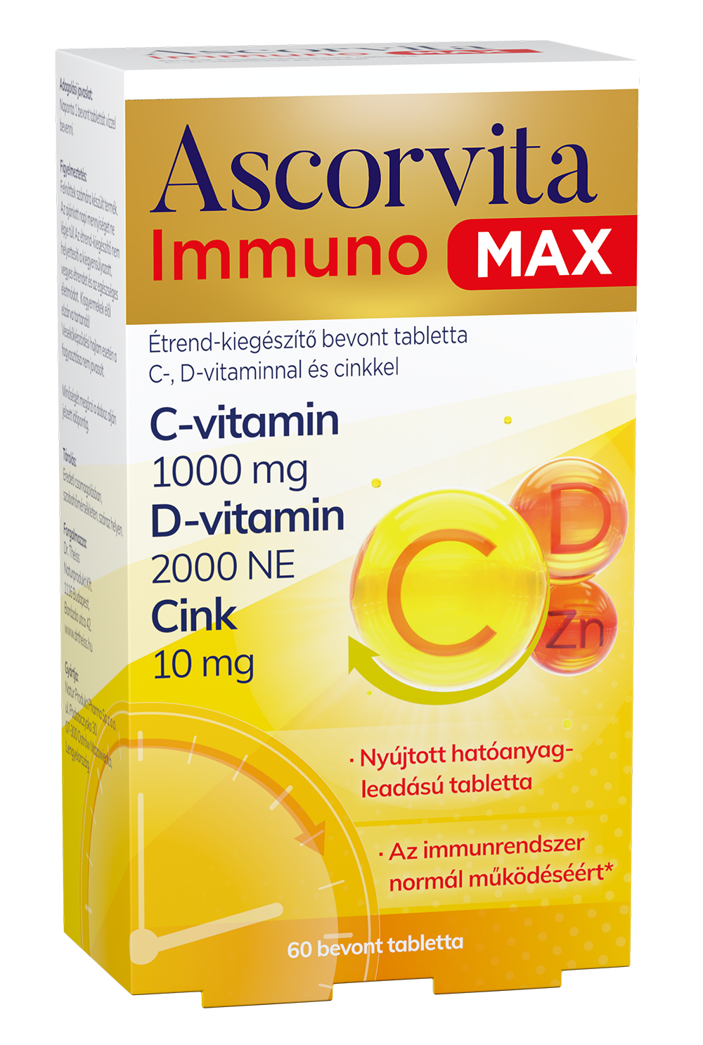 Ascorvita immuno max étrend-kiegészítő bevont tabletta c-, d-vitaminnal és cinkkel 60 db