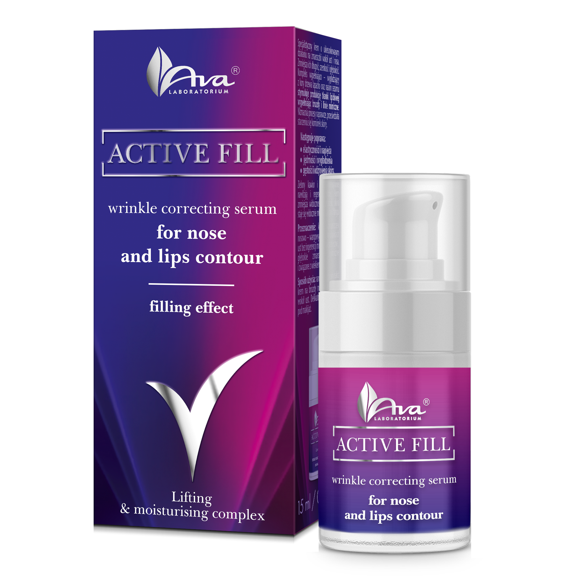 Ava active fill lifting hatású bőrfeszesítő és ráncfeltöltő krém az orr és száj környéki ráncok ellen 15 ml