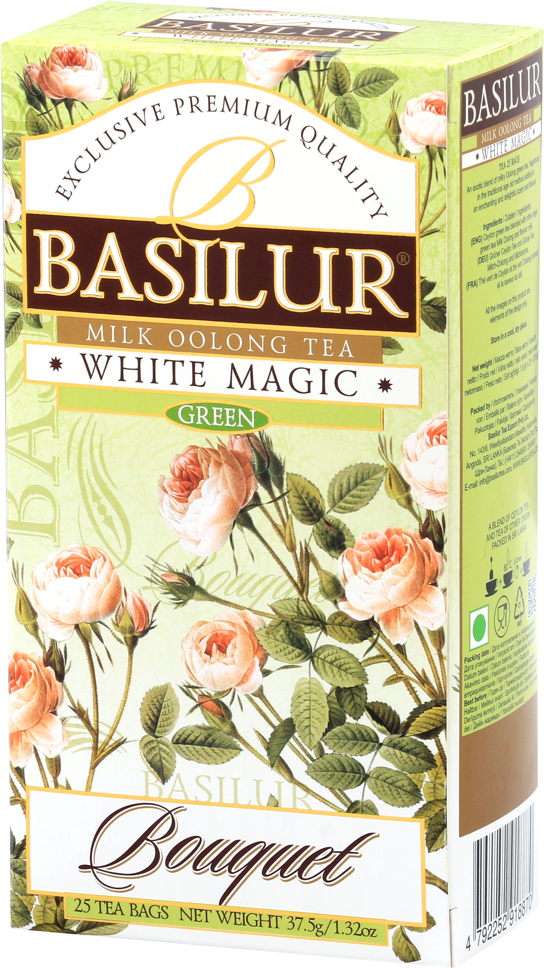 Basilur bouquet white magic tejes oolong tea 25 filter 37,5 g