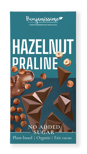 Benjamissimo bio vegán csokoládé mogyorós pralinéval hozzáadott cukor nélkül édesítőszerrel 60 g
