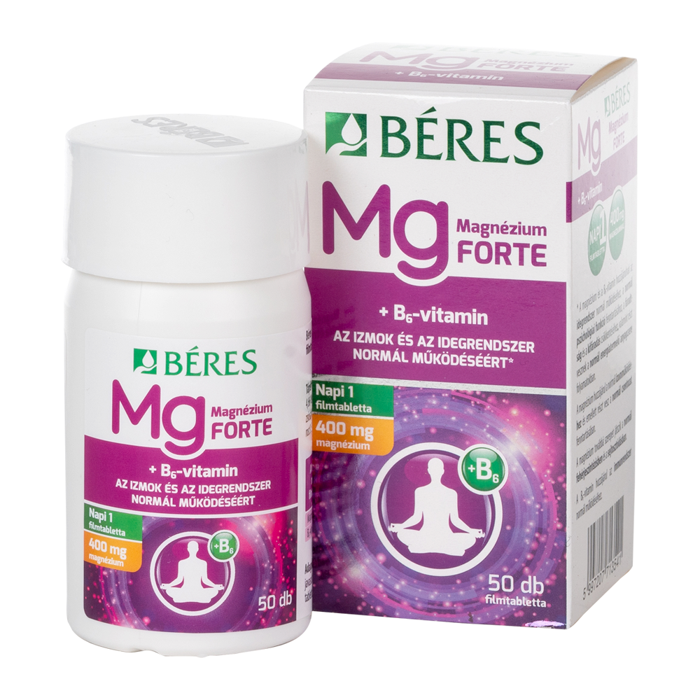 Béres magnézium 400mg+B6 -vitamin forte tabletta 50 db