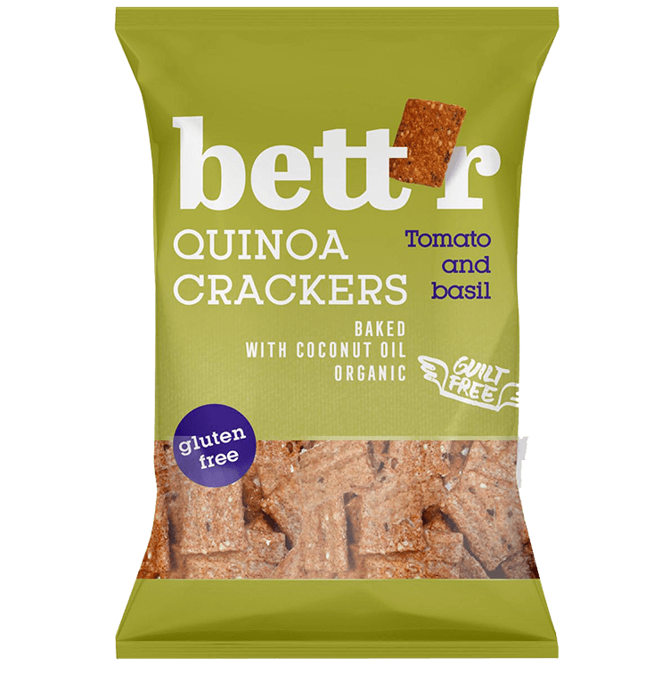 Bettr bio vegán gluténmentes quinoa kréker bazsalikom&paradicsom 100 g