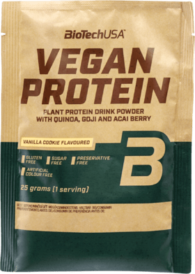 Biotech vegan protein vaníliás sütemény ízű fehérje italpor 25 g