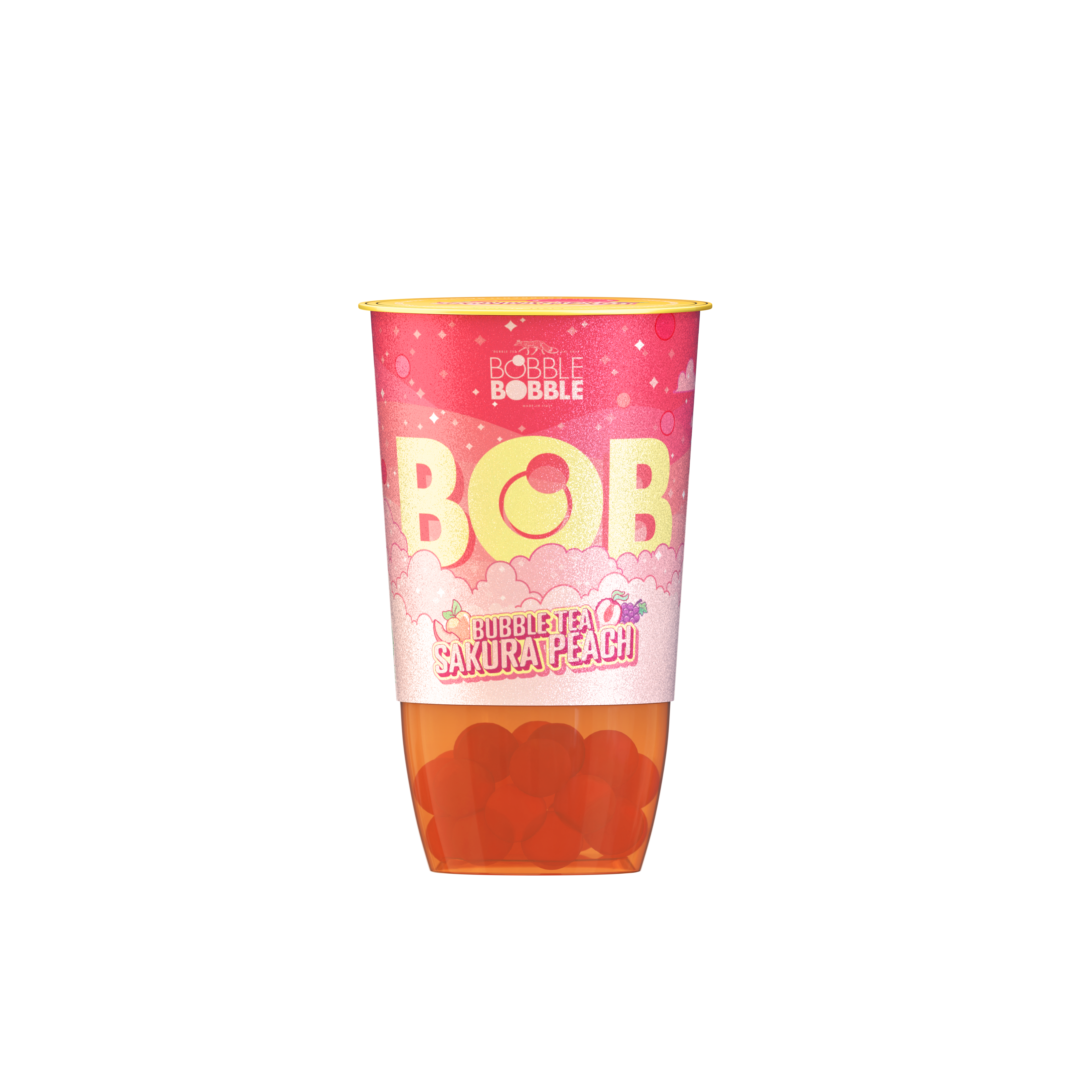 Bob bubble tea zöld teából készült üdítőital barack- és licsilével, szőlőlevet tartalmazó italgyöngyökkel 360 ml