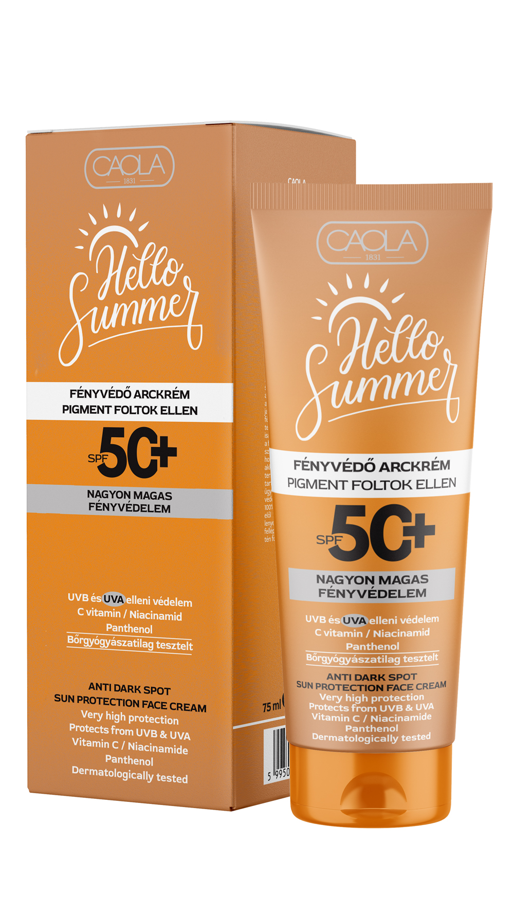 Caola hello summer fényvédő arckrém pigment foltok ellen spf50+ 75 ml
