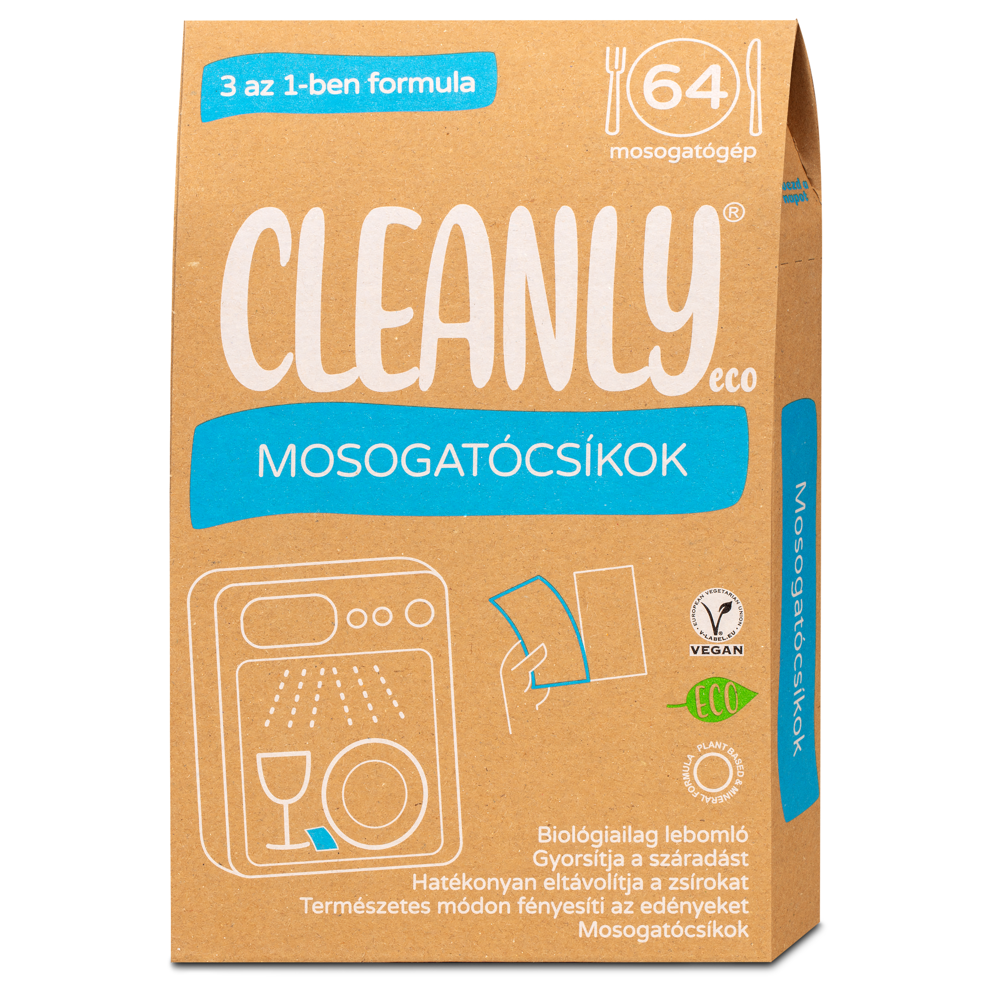 Cleanly eco mosogatócsíkok 3 az 1-ben formula 64 db