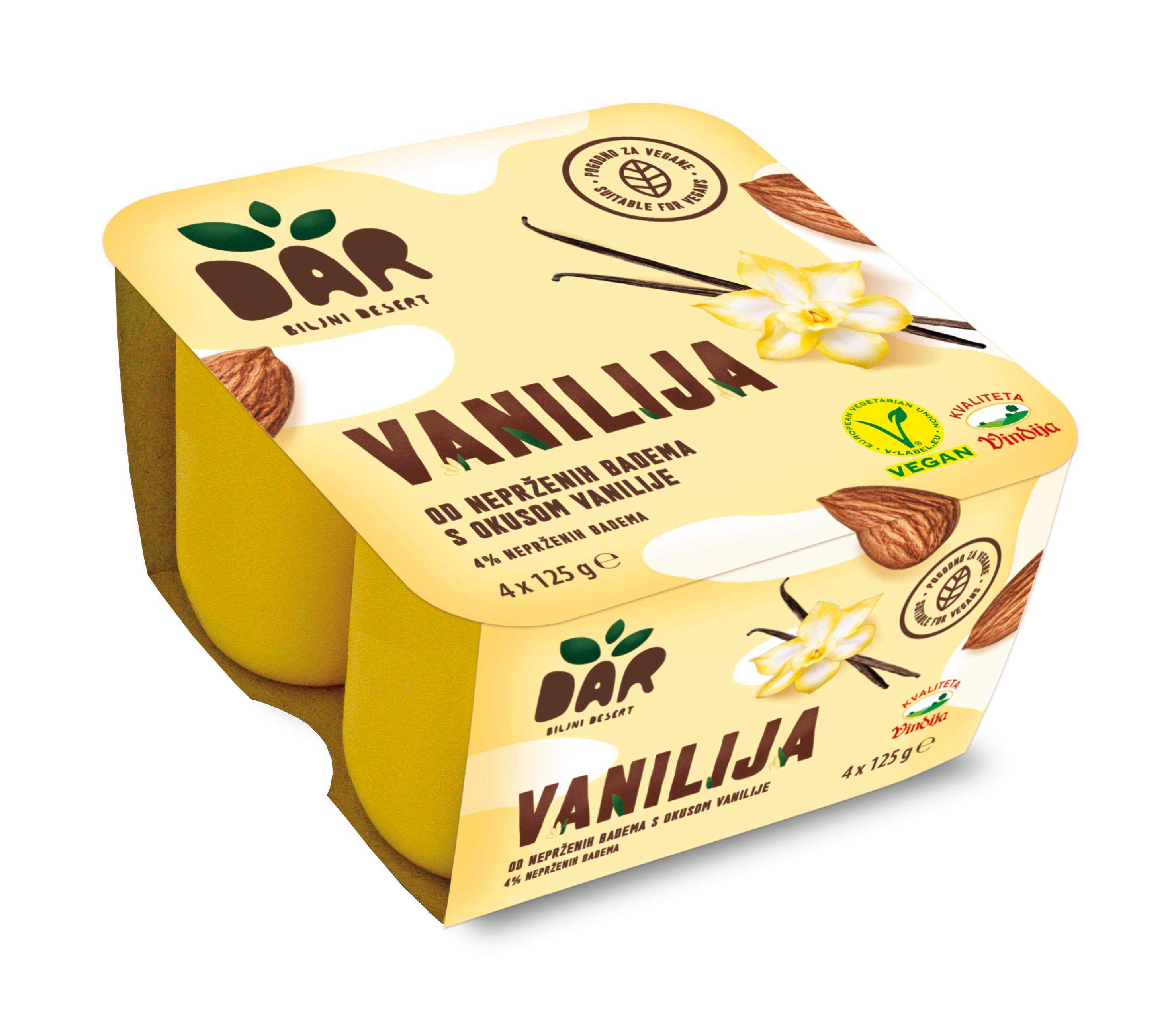 Dar növényi desszert vaníliás 4x125g 500 g