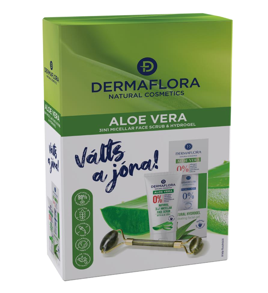 Dermaflora 0% díszdoboz (hidrogél+micellás arcradír+arcmasszírozó) aloe 1 db