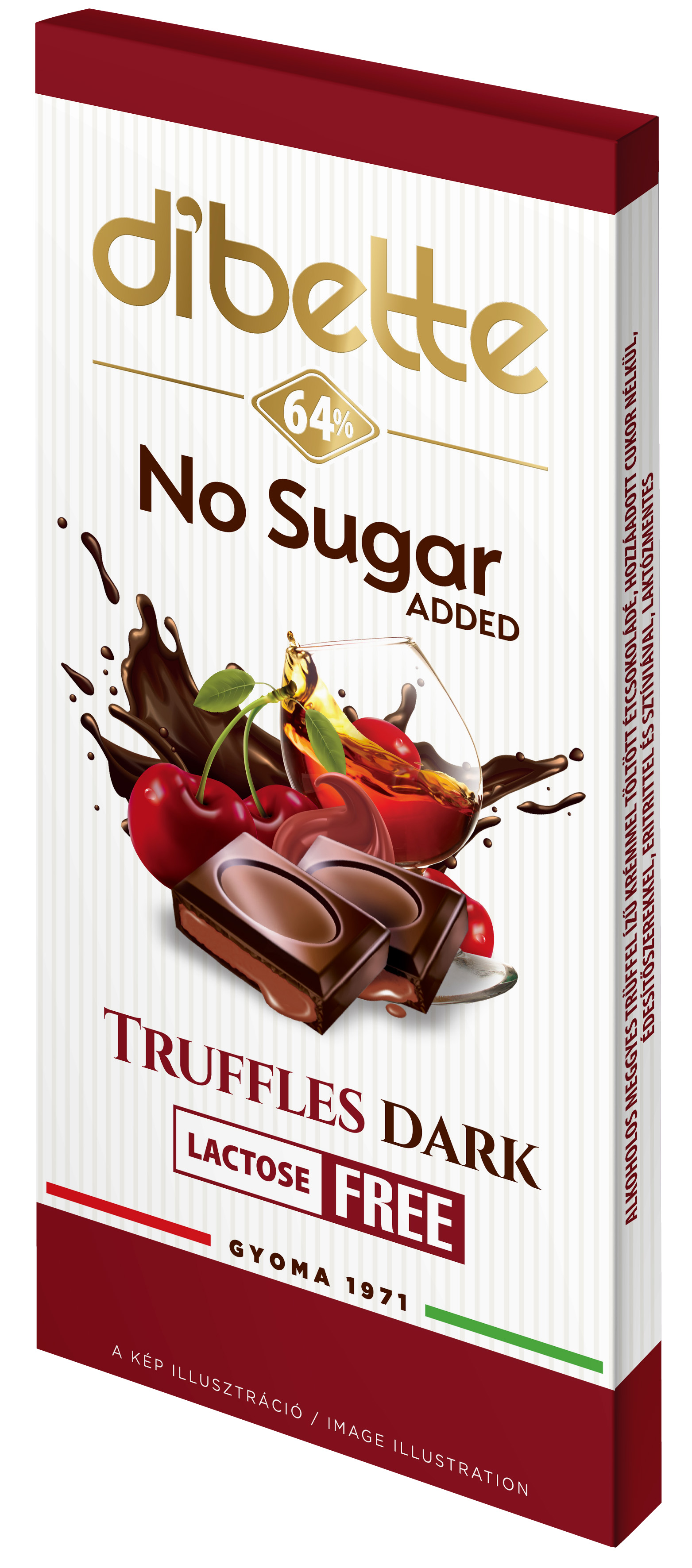 Dibette NAS alk meggy trüffel izű krém töltött étcsok hozzáadott cukor nélkül 80g