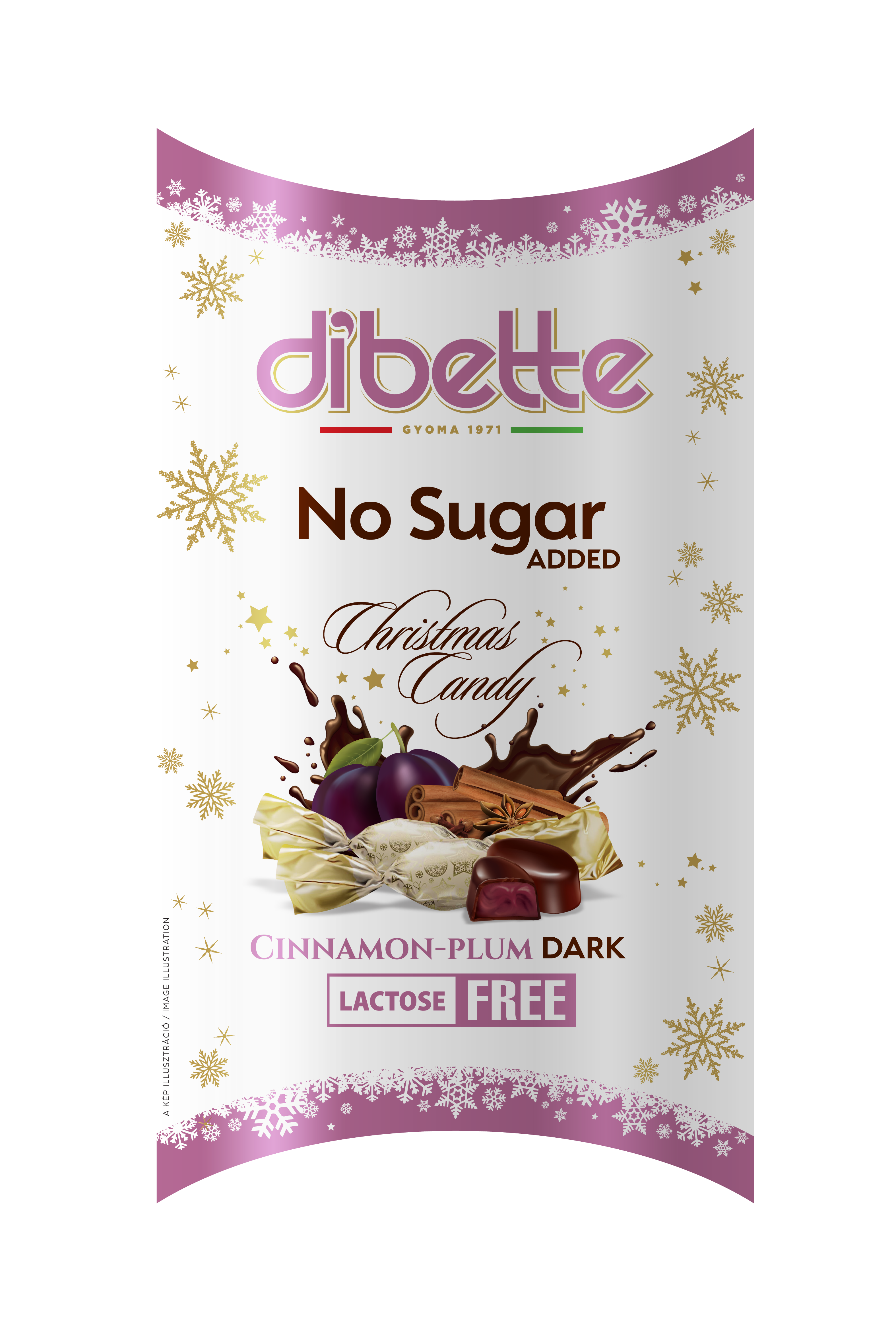 Dibette nas fahéjas-szilvás krémmel töltött étcsokoládé desszert szaloncukor hozzáadott cukor nélkül laktózmentes 220 g