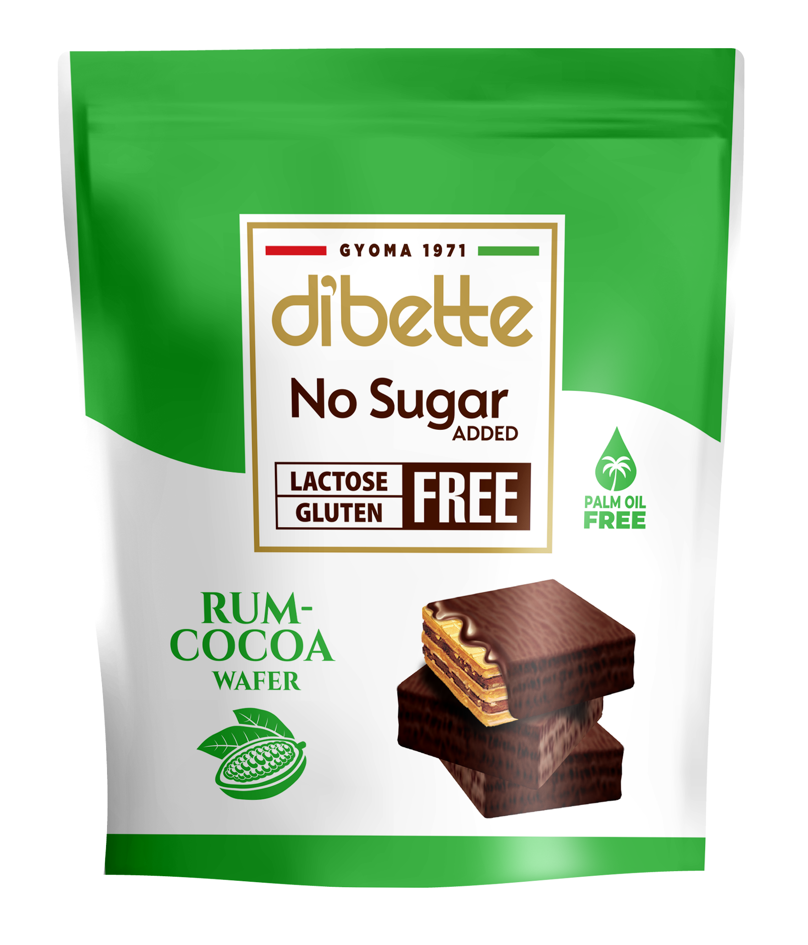 Dibette nas laktóz-, pálma-, gluténmentes rumízű kakaós krémmel töltött ostyakockák, hcn, édesítőszerekkel 100 g