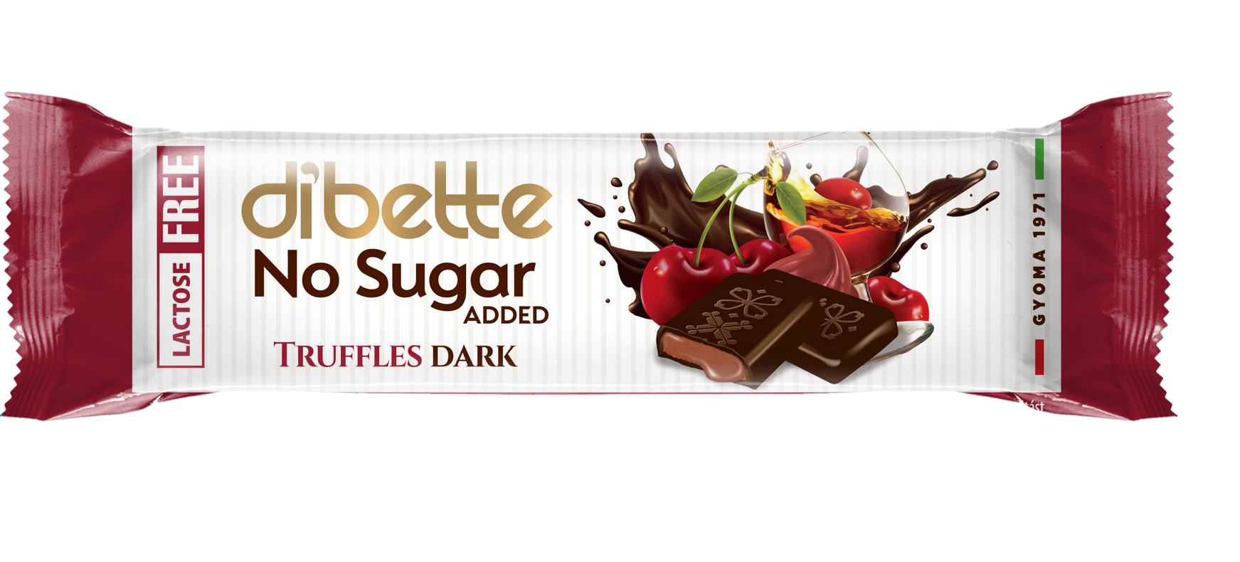 Dibette nas laktózmentes alkoholos meggy, trüffel ízű krémmel töltött étcsokoládé hcn 25 g