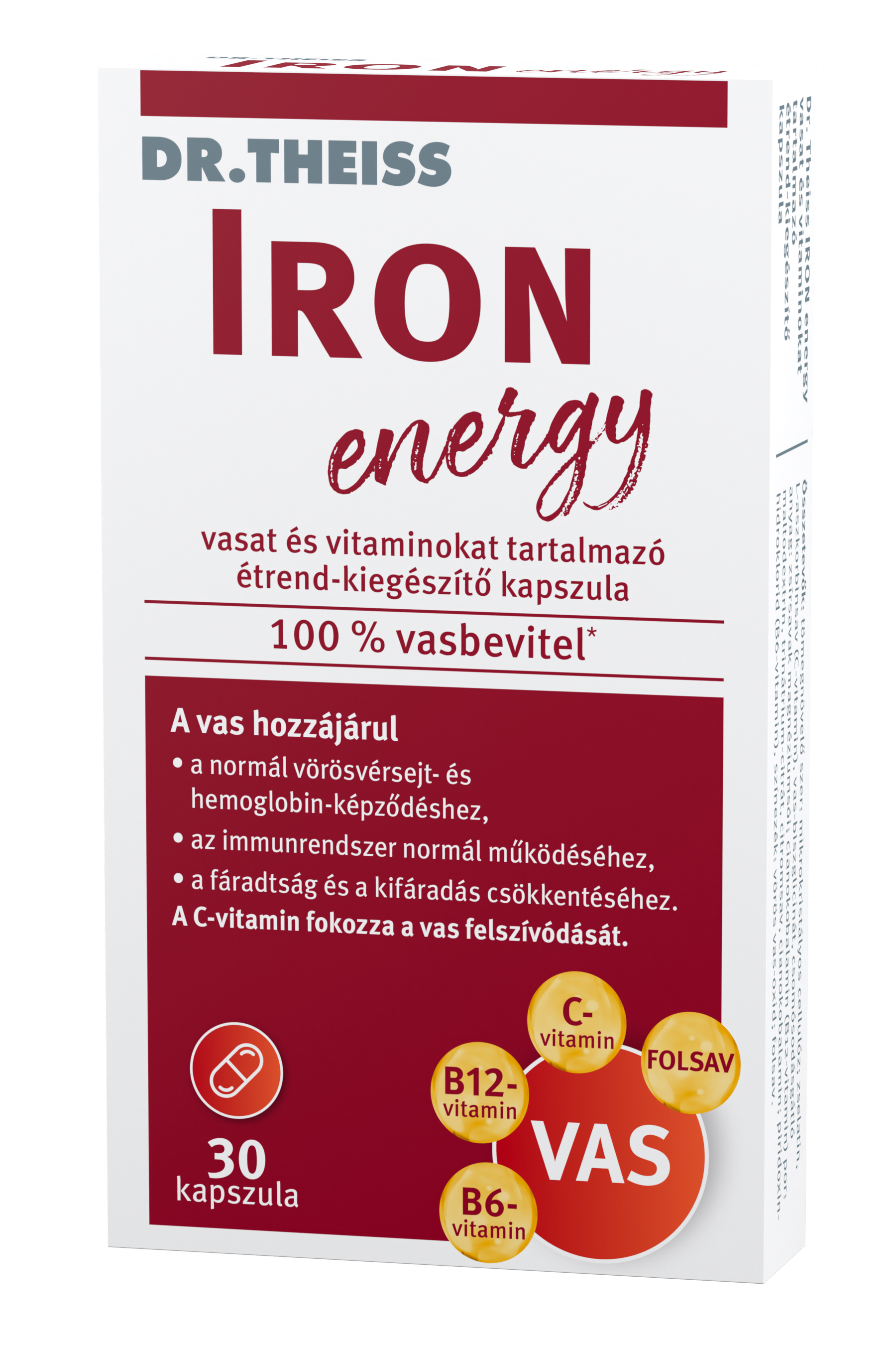 Dr.Theiss iron energy vasat és vitaminokat tartalmazó étrend-kiegészítő kapszula 30 db