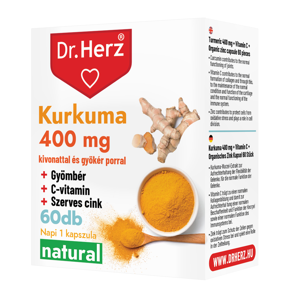 Dr.herz kurkuma+gyömbér+c-vitamin+szerves cink 60 db kapszula Dr.herz kurkuma+gyömbér+c-vitamin+szerves cink 60 db kapszula
