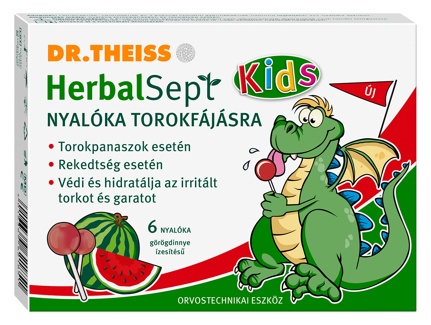 Dr.theiss herbalsept nyalóka torokfájásra görögdinnye ízesítésű 6 db