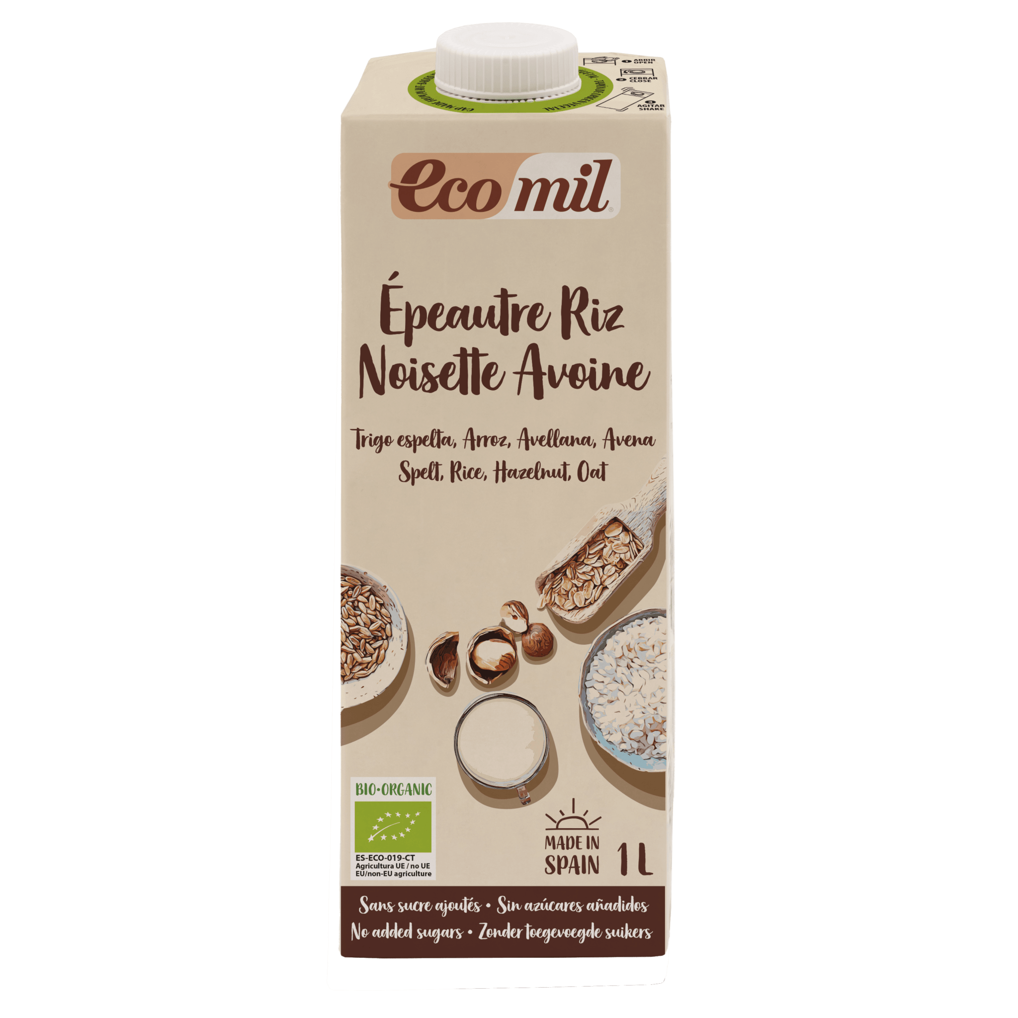 Ecomil bio tönkölybúza, rizs, zab, mogyoró ital 1000 ml