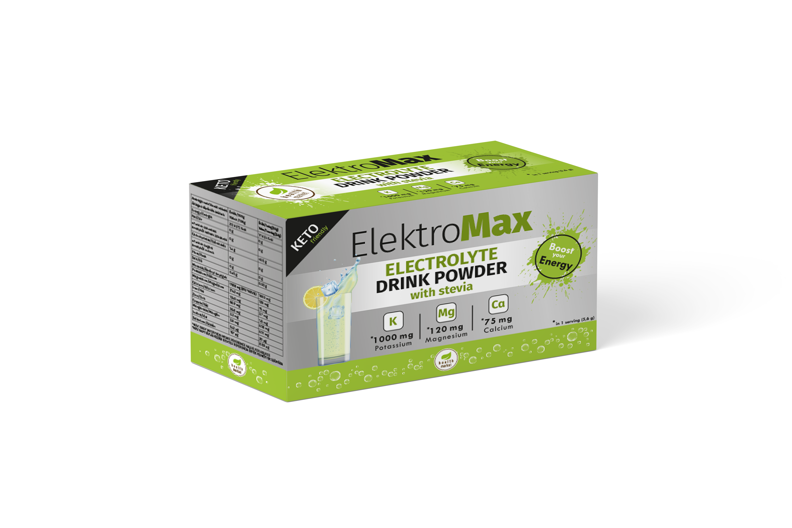 Health Market ELEKTROMAX Citrus ízű elektrolit italpor ásványi anyagokkal, steviával, 30 tasak Health Market ELEKTROMAX Citrus ízű elektrolit italpor ásványi anyagokkal, steviával, 30 tasak