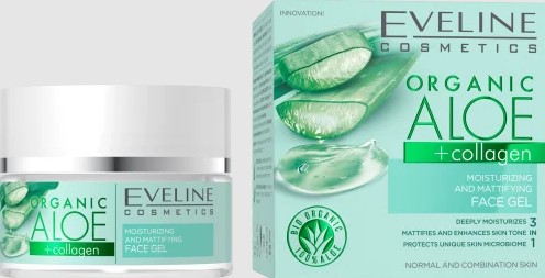 Eveline organic aloe+collagen hidratáló és nyugtató éjszakai és nappali arcgél 50 ml