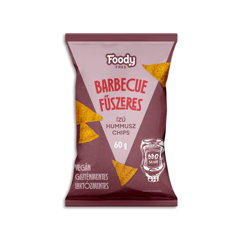 Foody Free gluténmentes hummus chips barbecue fűszeres ízű 60 g