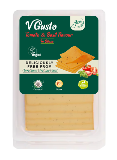 Gusto vegán készítmény szeletelt paradicsom-bazsalikom ízű 140 g