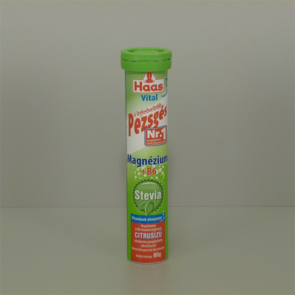 Haas pezsgőtabletta stevia mg+b6 80 g