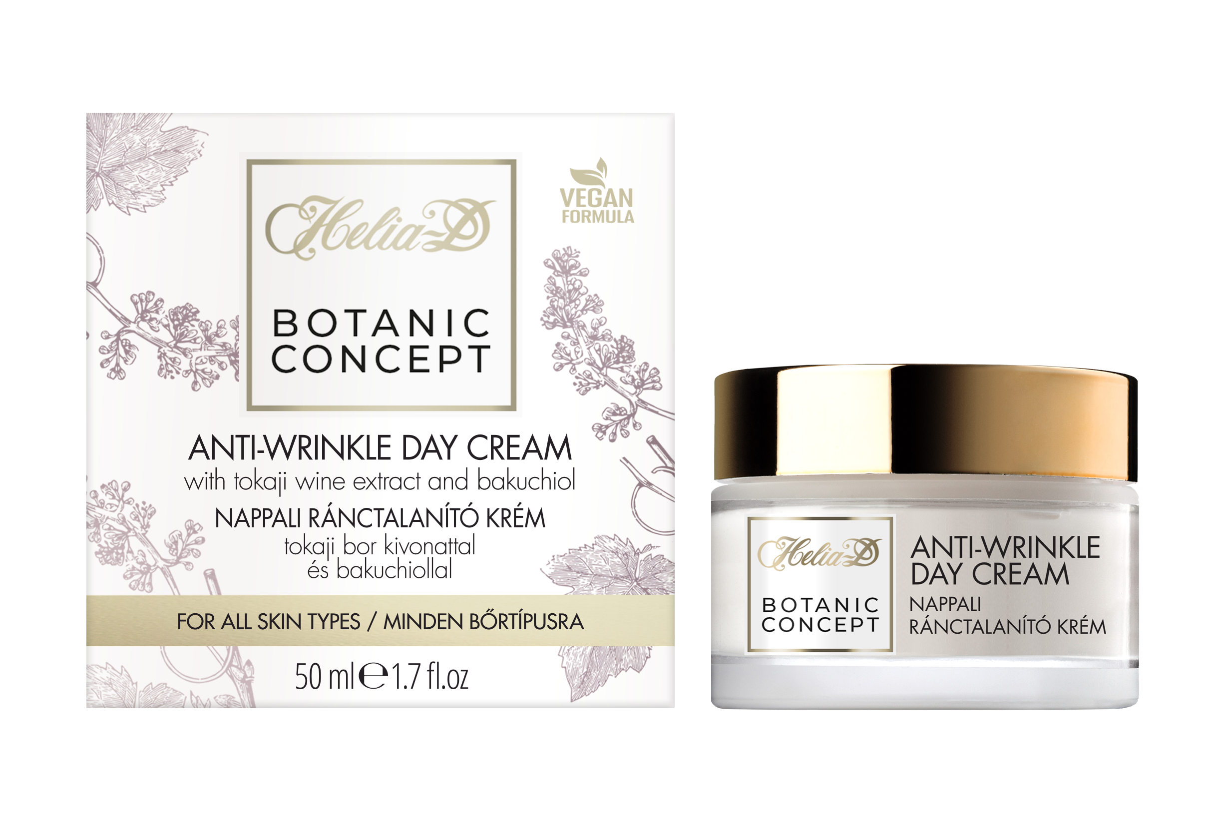 Helia-D botanic concept nappali ránctalanító krém tokaji bor kivonattal és bakuchiollal 50 ml