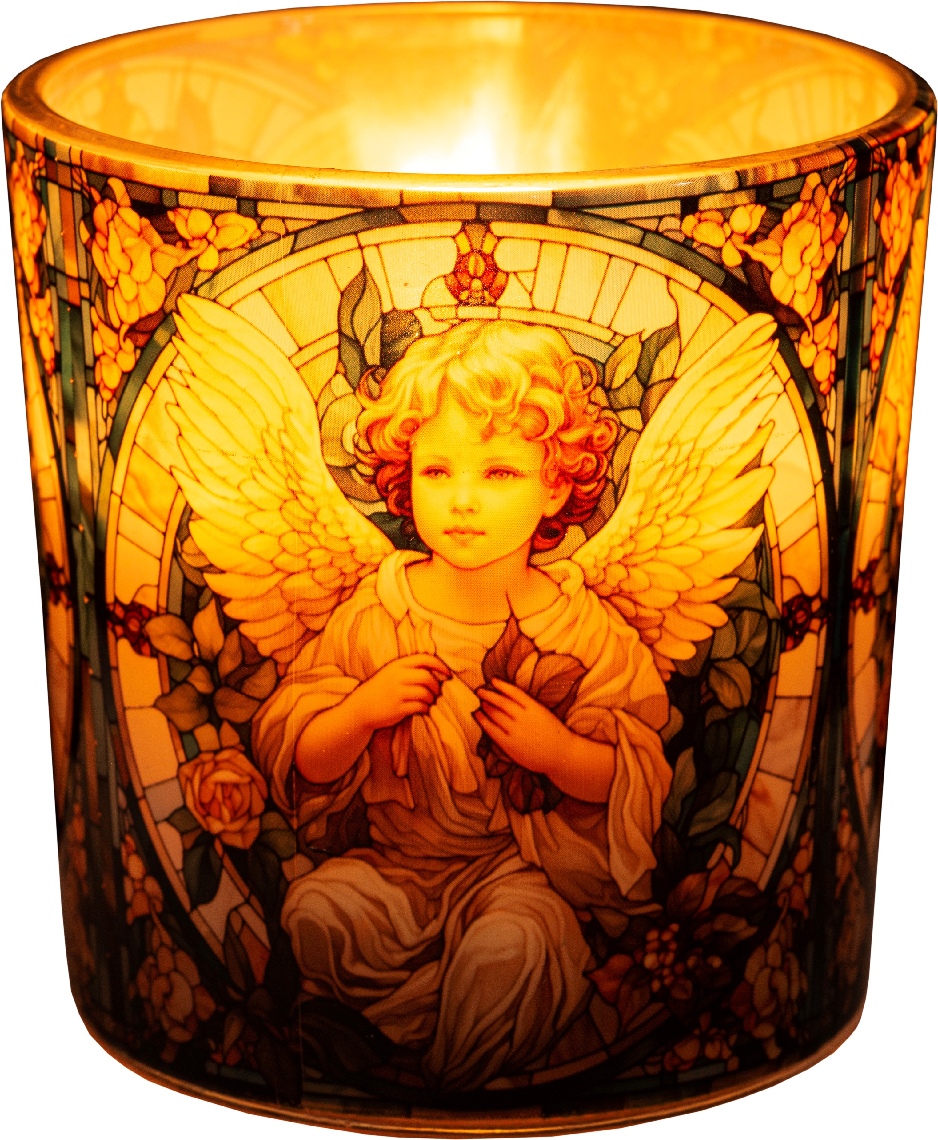 Illatmécses üvegpohárban róma mozaikos angyal 1db
