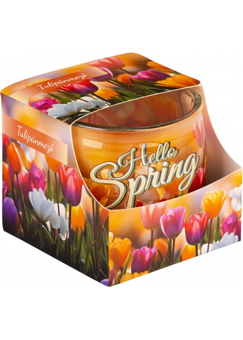 Illatmécses üvegpohárban tulipánmező 1db