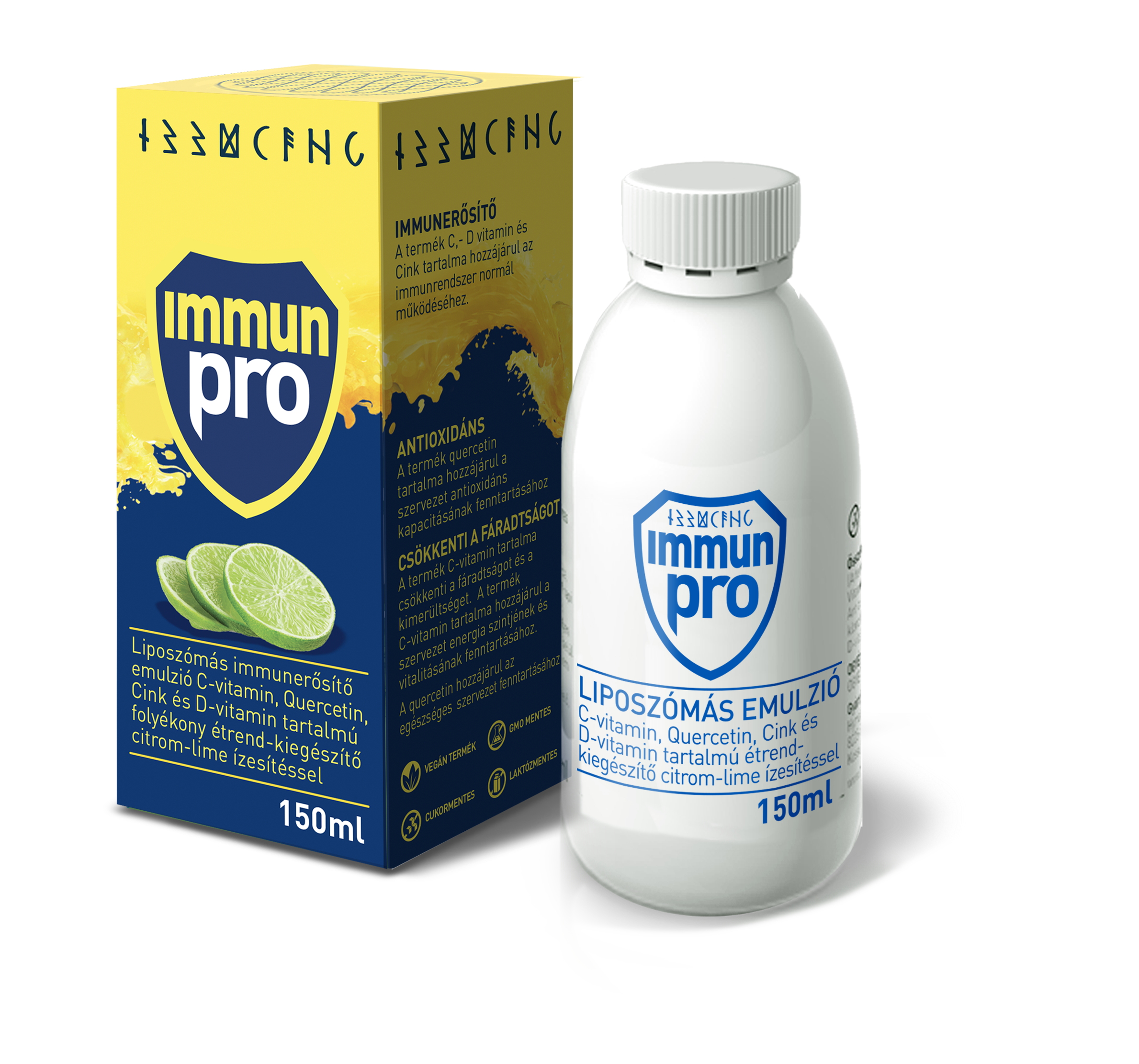 ImmunPro liposzómás emulzió étrendkiegészítő citrom-lime ízesítéssel 150 ml
