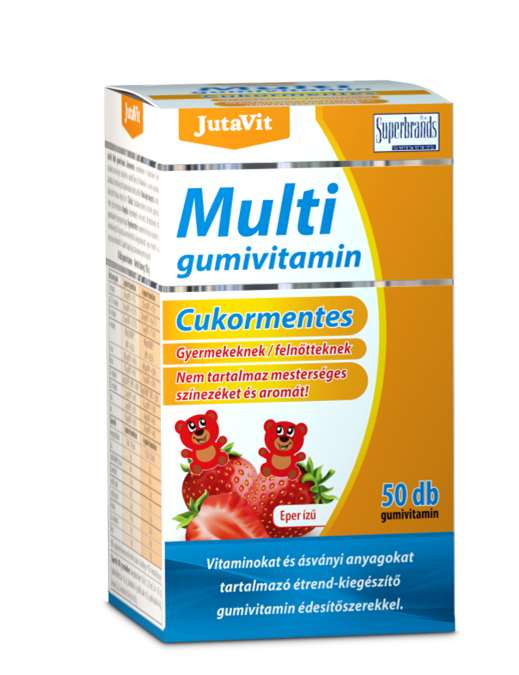 Jutavit multivitamin gumivitamin cukormentes eper ízű 50 db