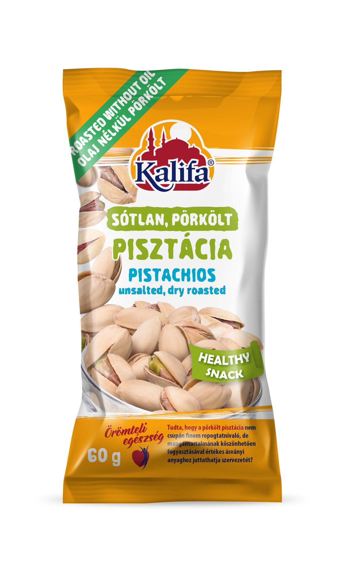 Kalifa pisztácia sótlan, pörkölt 60 g