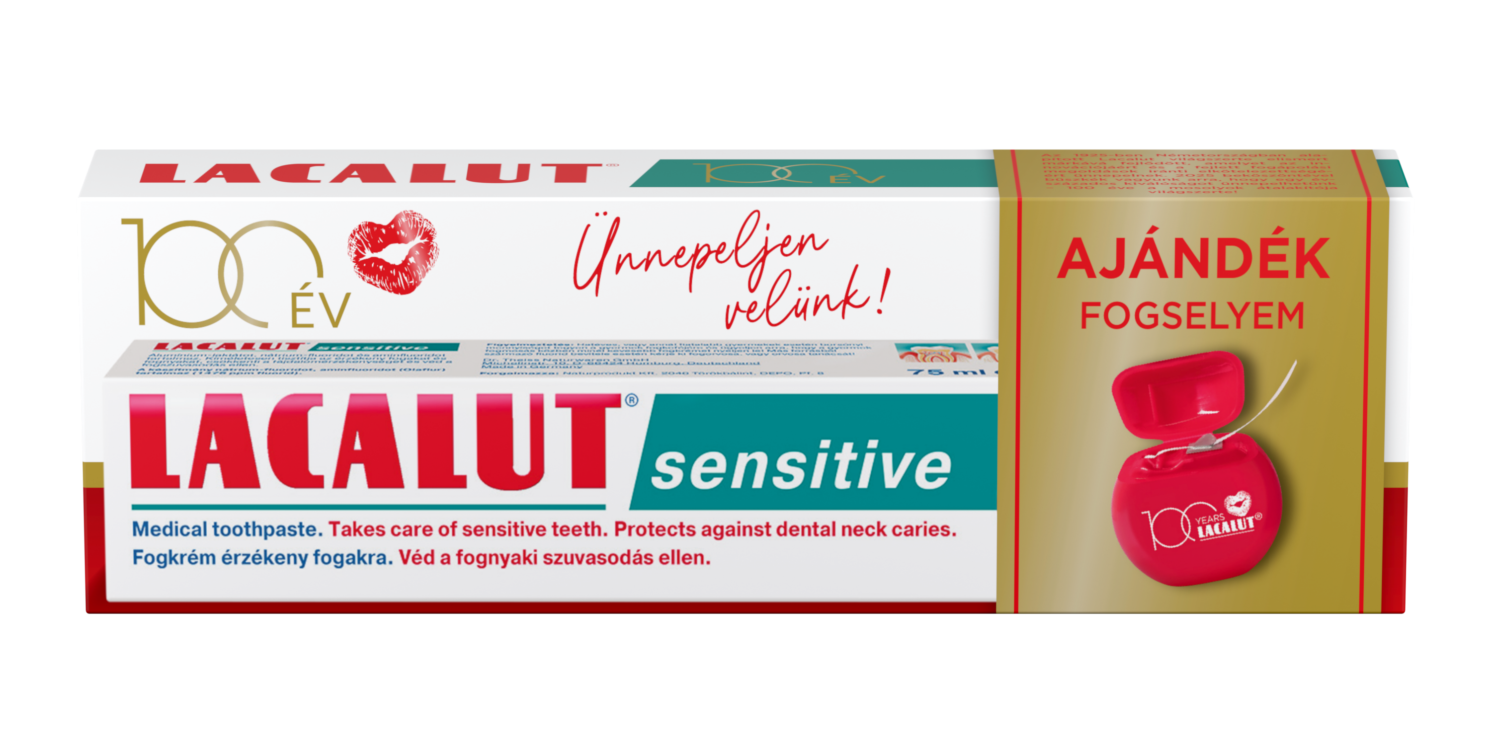 Lacalut sensitive hatású fogkrém + lacalut fogselyem 75 ml