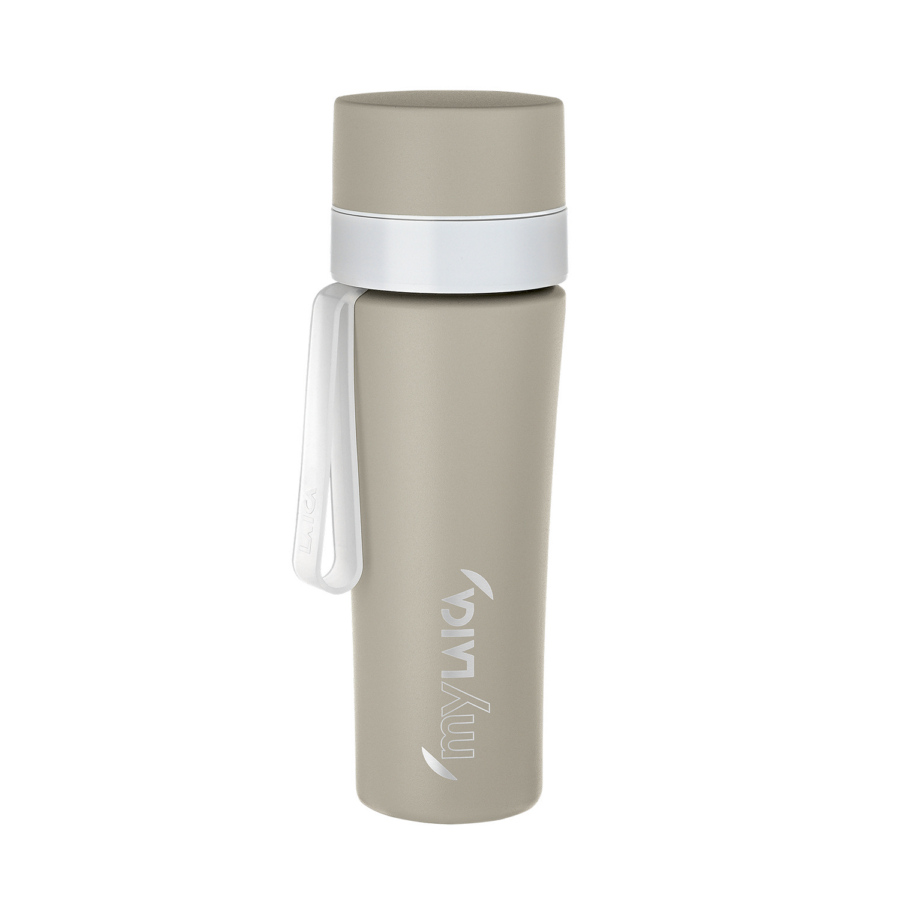 Laica mylaica rozsdamentes matt bézsre festett fast disk rendszerű vízszűrő kulacs pánttal 0,55 literes 1 db