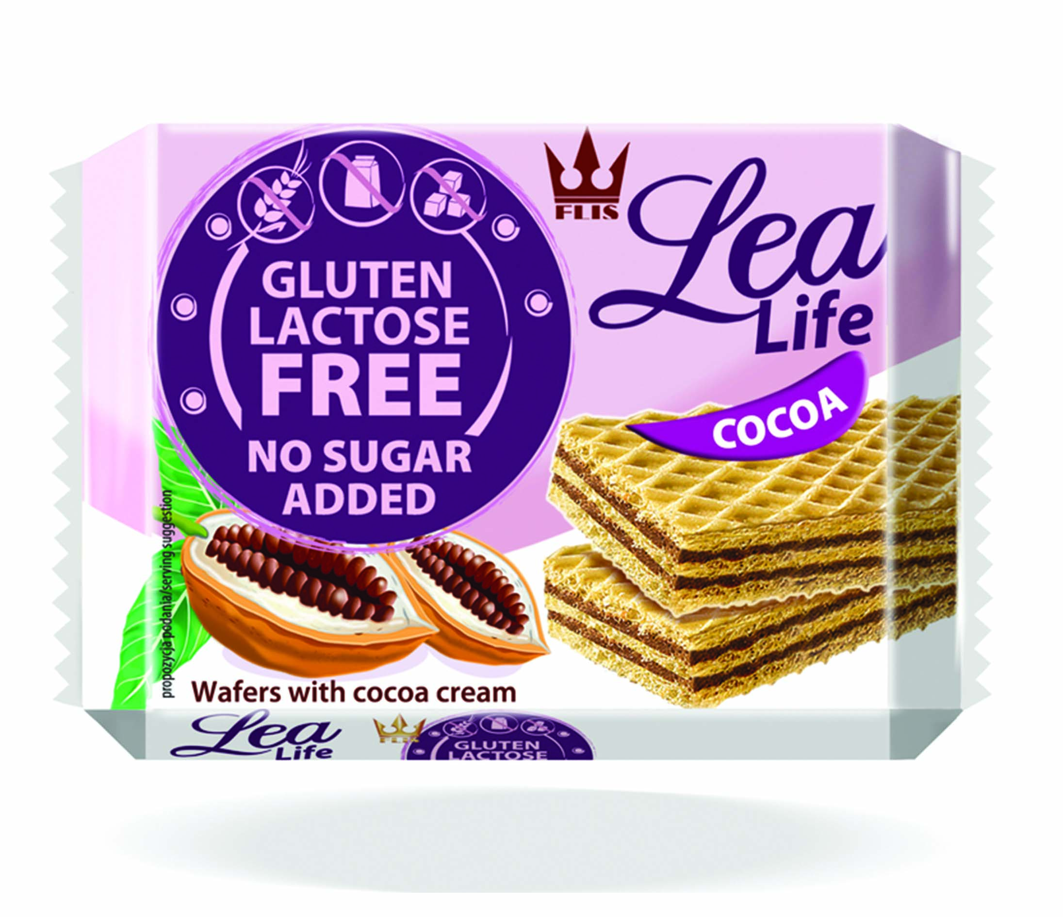 Lea life kakaové oplátky bez pridaného cukru, lepku a laktózy 95 g