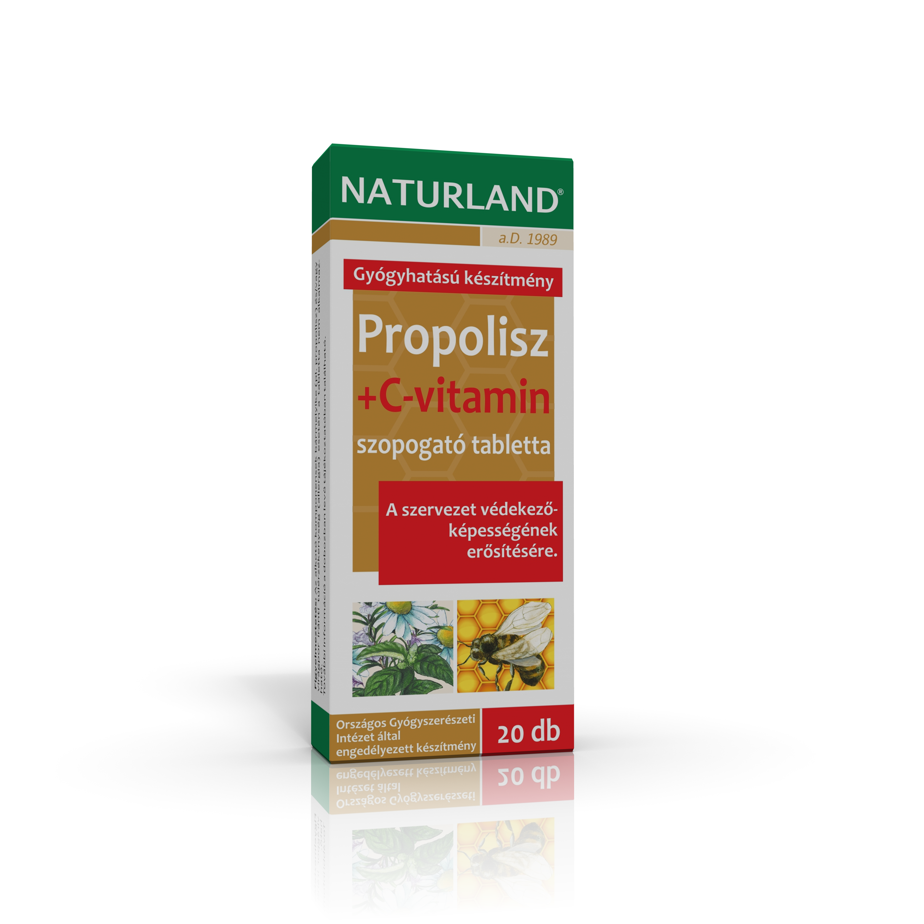 Naturland propolisz+c-vitamin szopogató tabletta 20 db