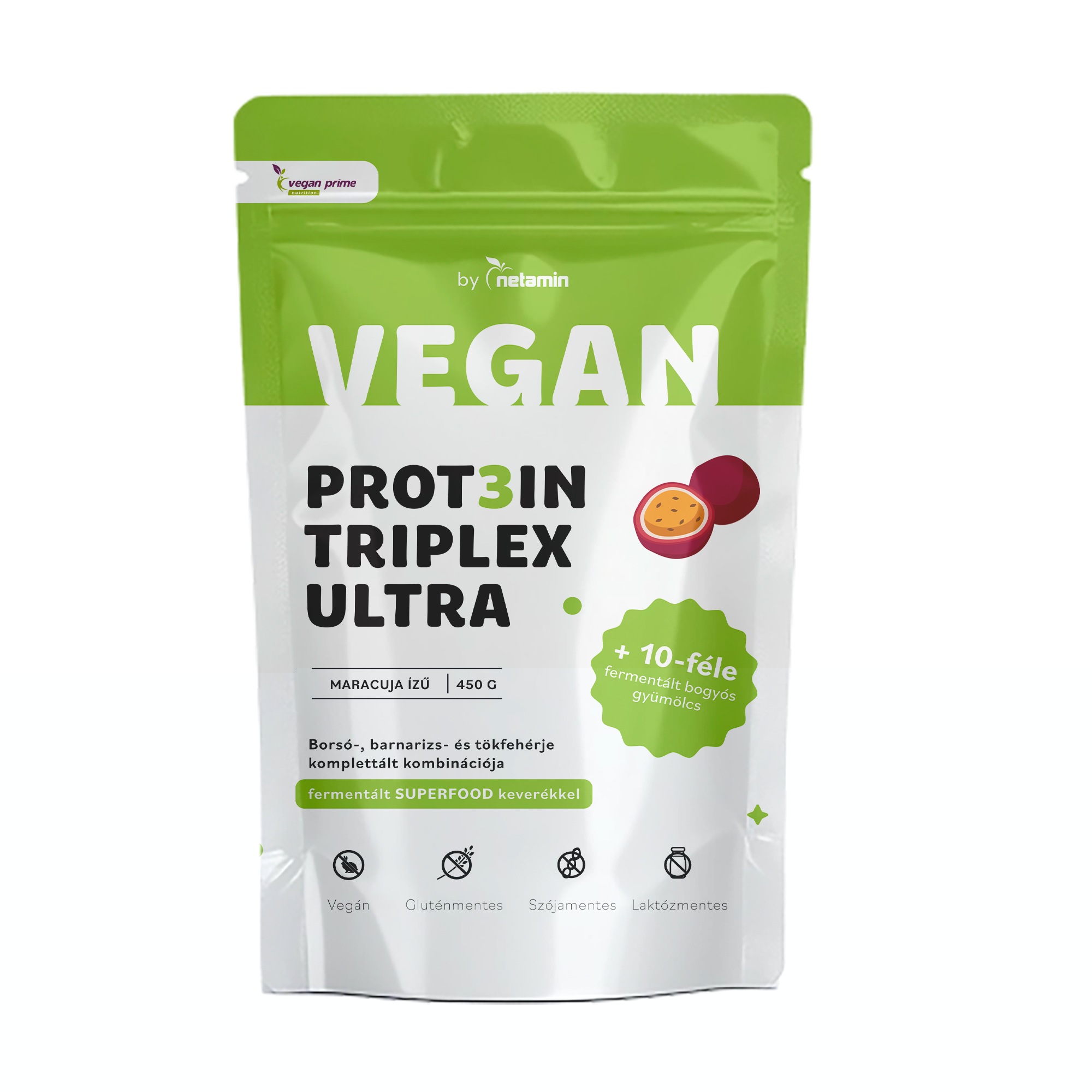Netamin vegan prot3in triplex ultra fehérjepor maracuja 450 g