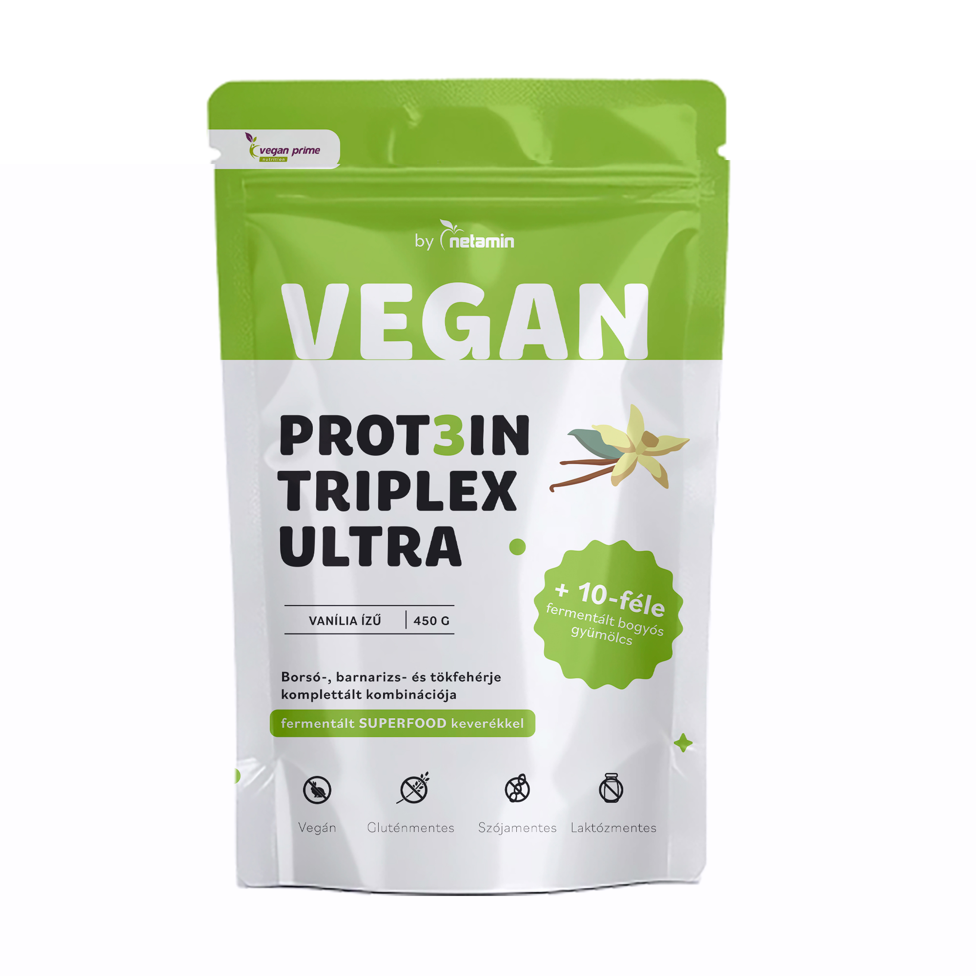 Netamin vegan prot3in triplex ultra fehérjepor vanília 450 g