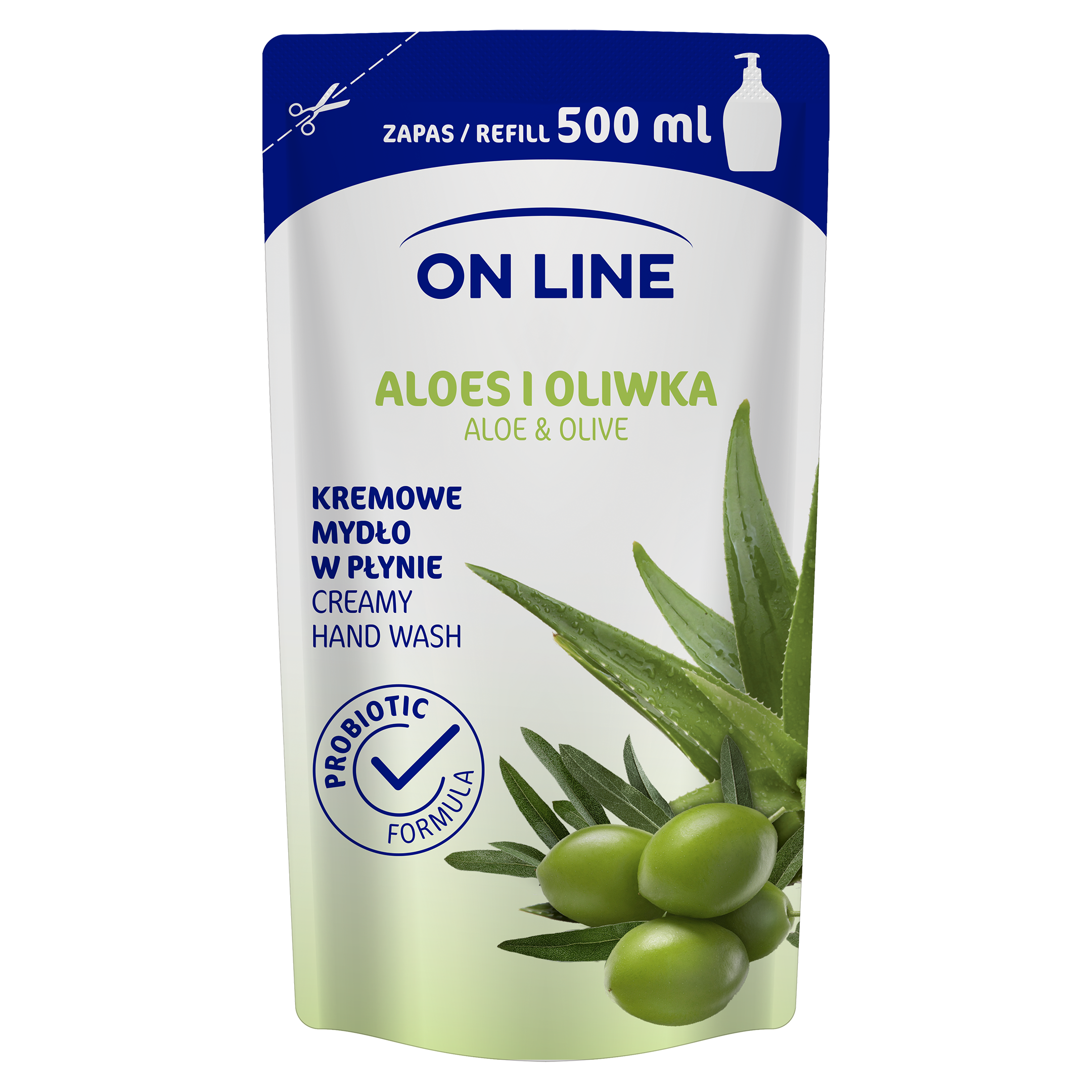 On Line folyékony krémszappan utántöltő aloe vera és olíva 500 ml
