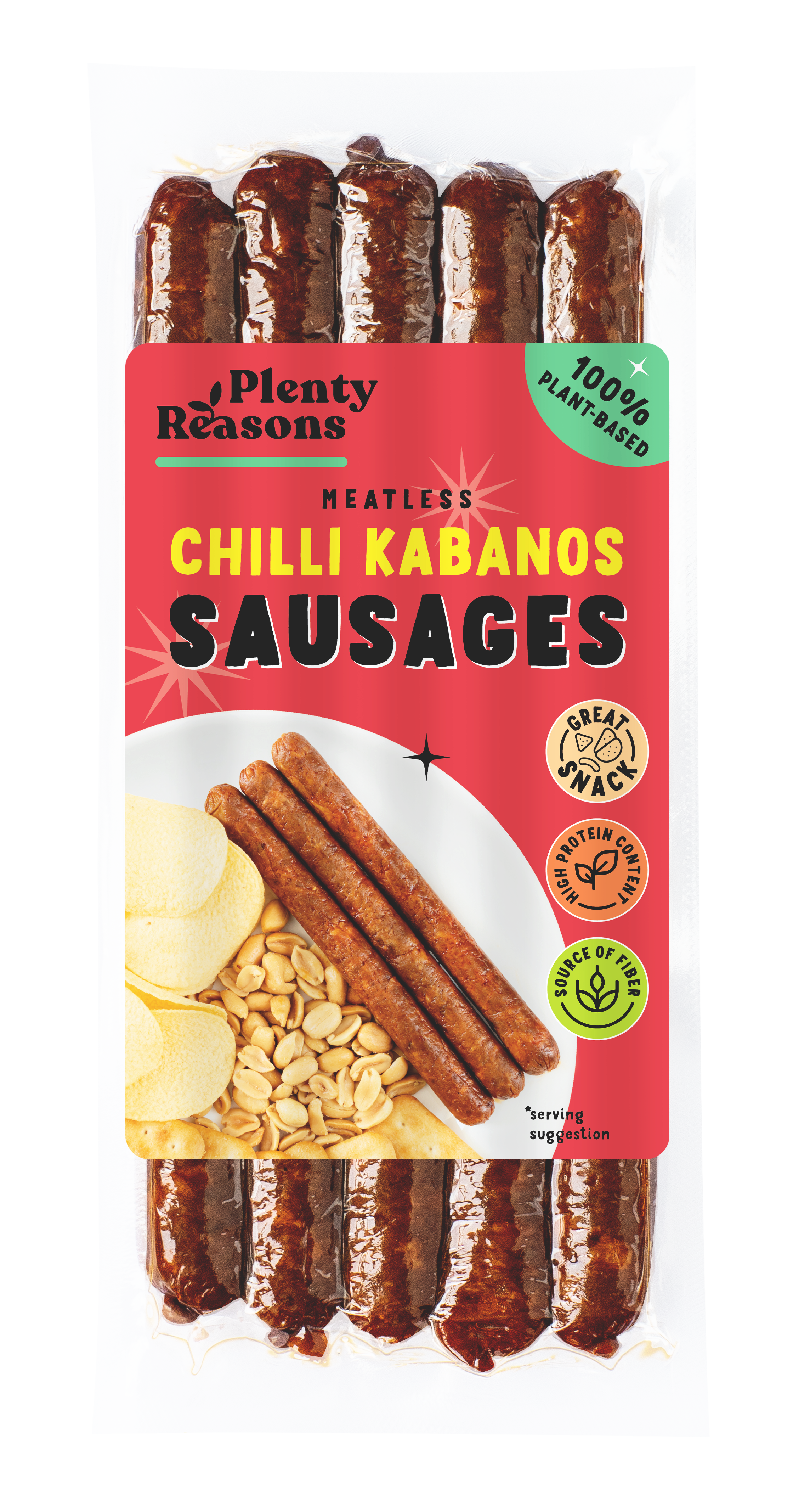 Plenty Reasons vegán kabanossi kolbász chilis jellegű készítmény 160 g