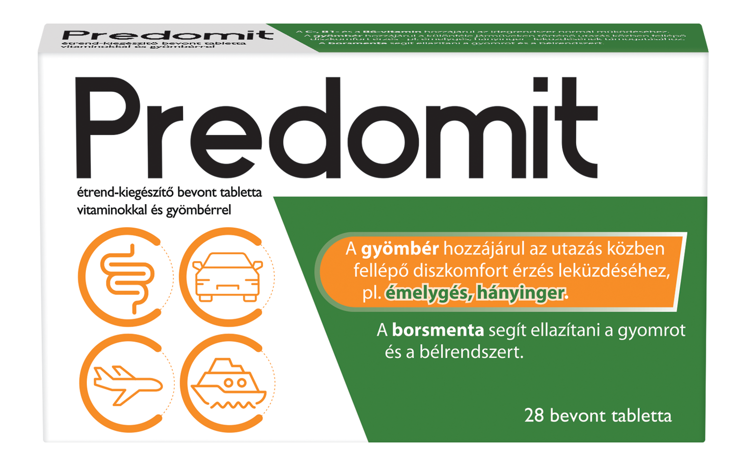 Predomit étrend-kiegészítő bevont tabletta vitaminokkal és gyömbérrel 28 db