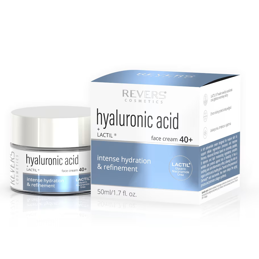Revers bőrfiatalító és hidratáló hatású anti-aging arckrém hialuronsavval + lacil® hatóanyaggal 40+ 50 ml