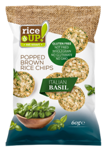 Rice Up barna rizs chips italian basil ízű 60 g