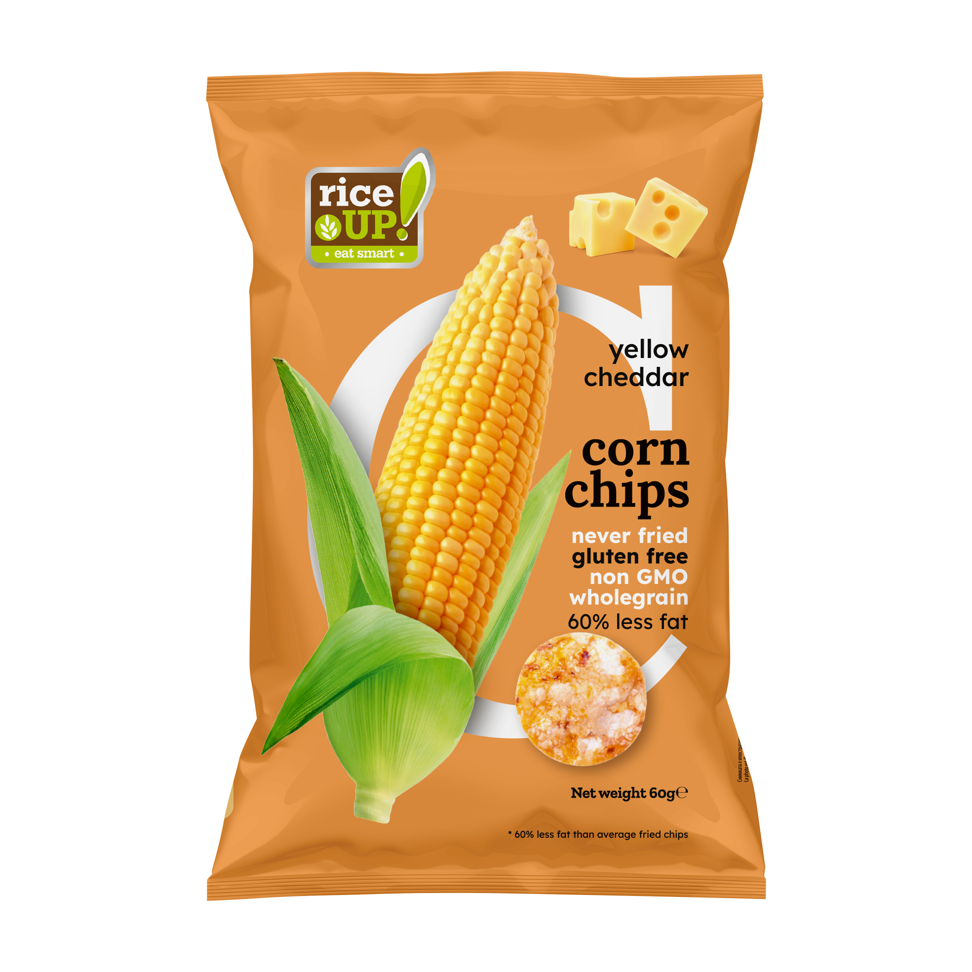 Rice Up kukorica chips cheddar sajt ízesítéssel 60 g