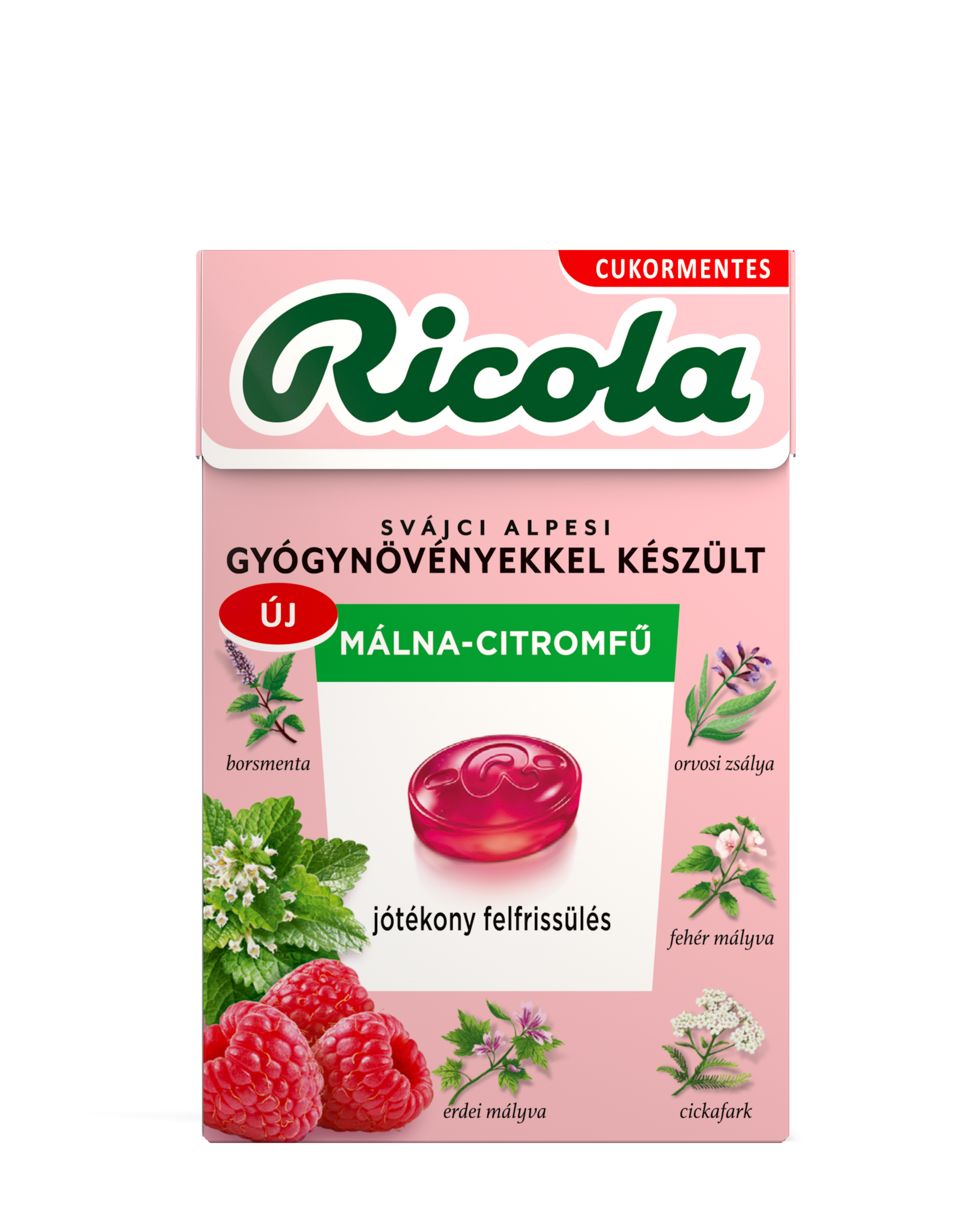 Ricola cukorka málna-citromfű 40 g