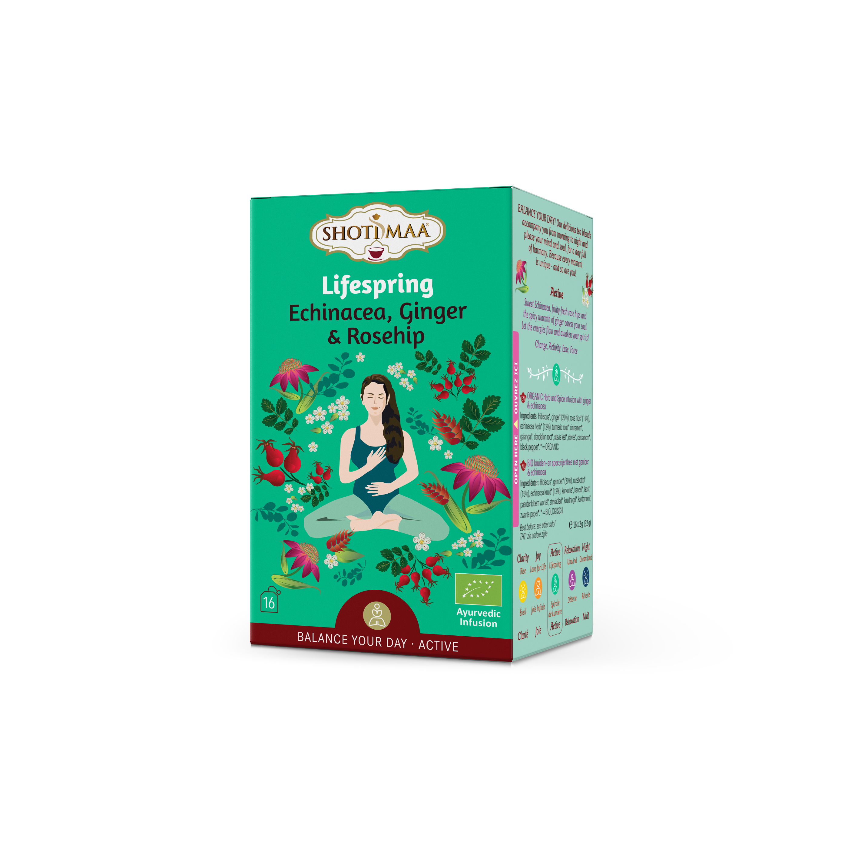 Shoti Maa bio lifespring echinacea, gyömbér és csipkebogyó tea 16x2g 32 g