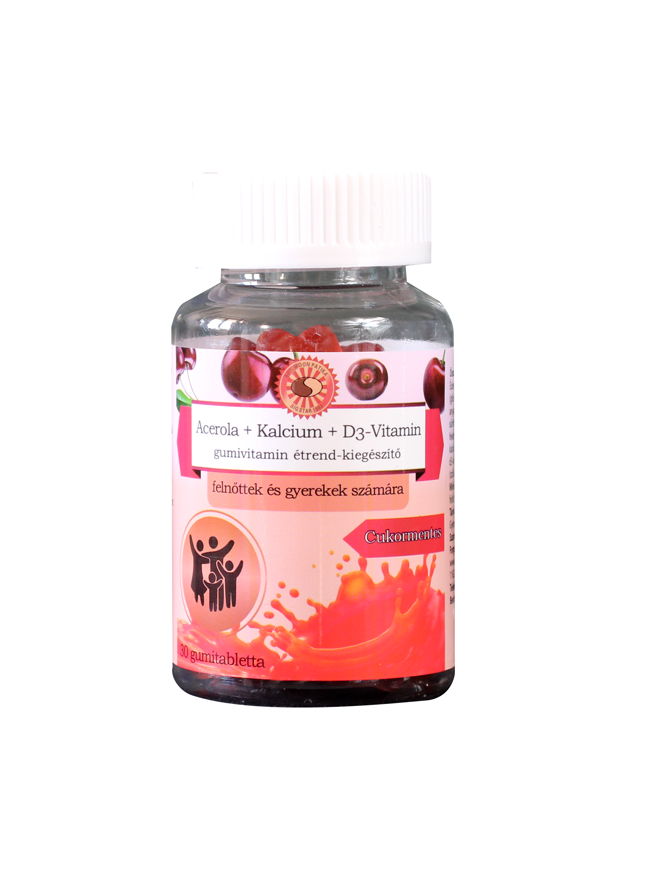 Sun Moon acerola+kalcium+d3-vitamin étrend-kiegészítő gumivitamin 30 db