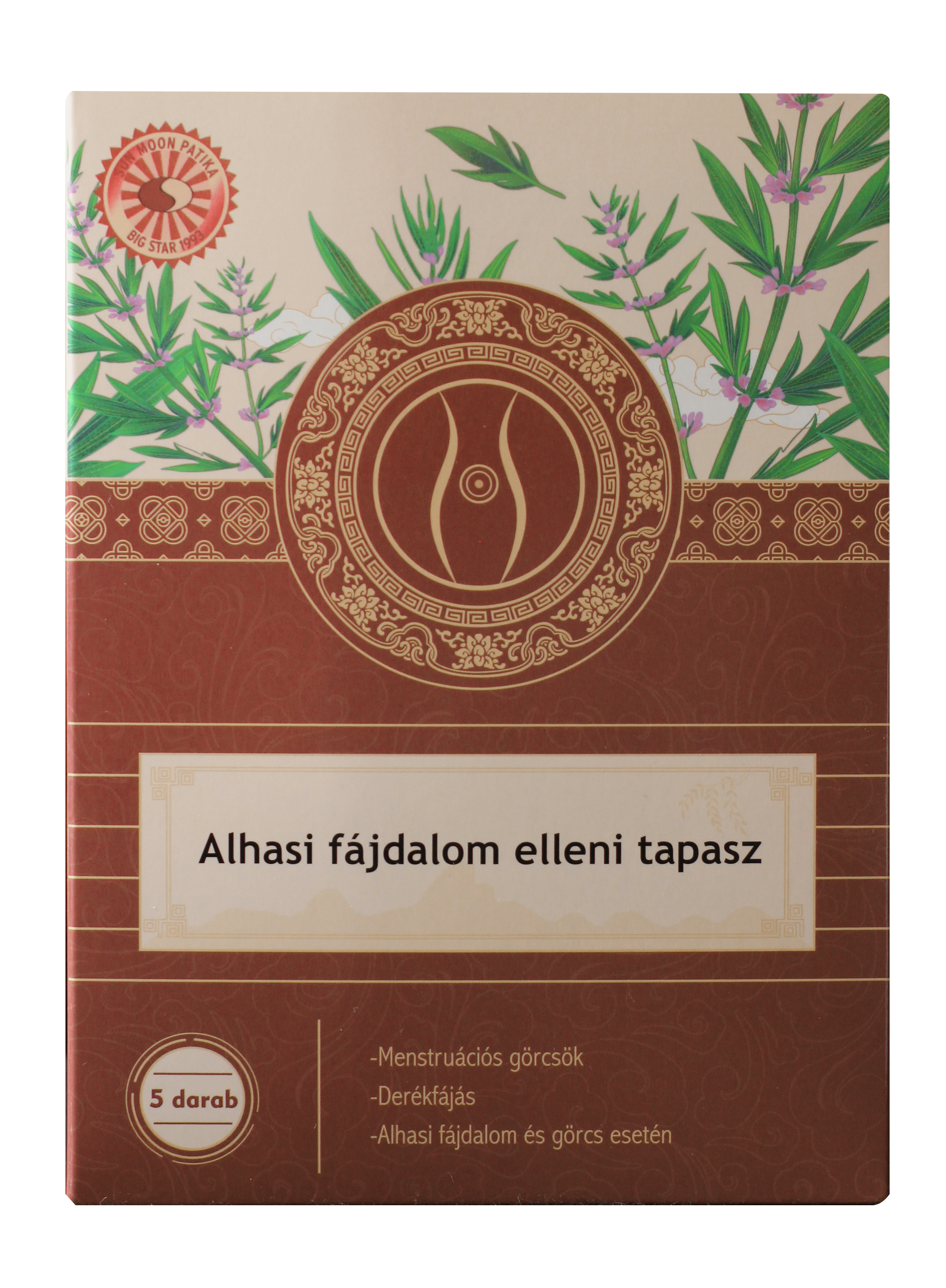 Sun Moon alhasi fájdalom elleni tapasz (menstruációs görcsök,derékfájás,alhasi fájdalom és görcs ellen) 5 db