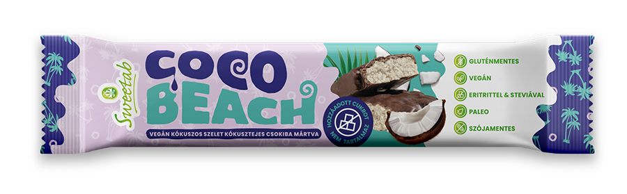 Sweetab vegan, glutenfree csokiszelet kókuszos 35 g