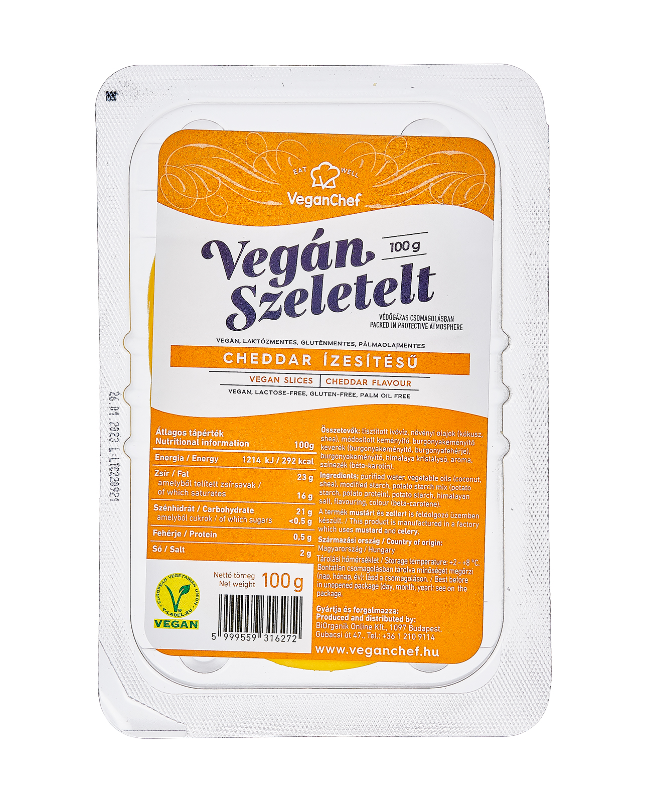 Veganchef vegán szeletelt cheddar ízesítésű 100 g
